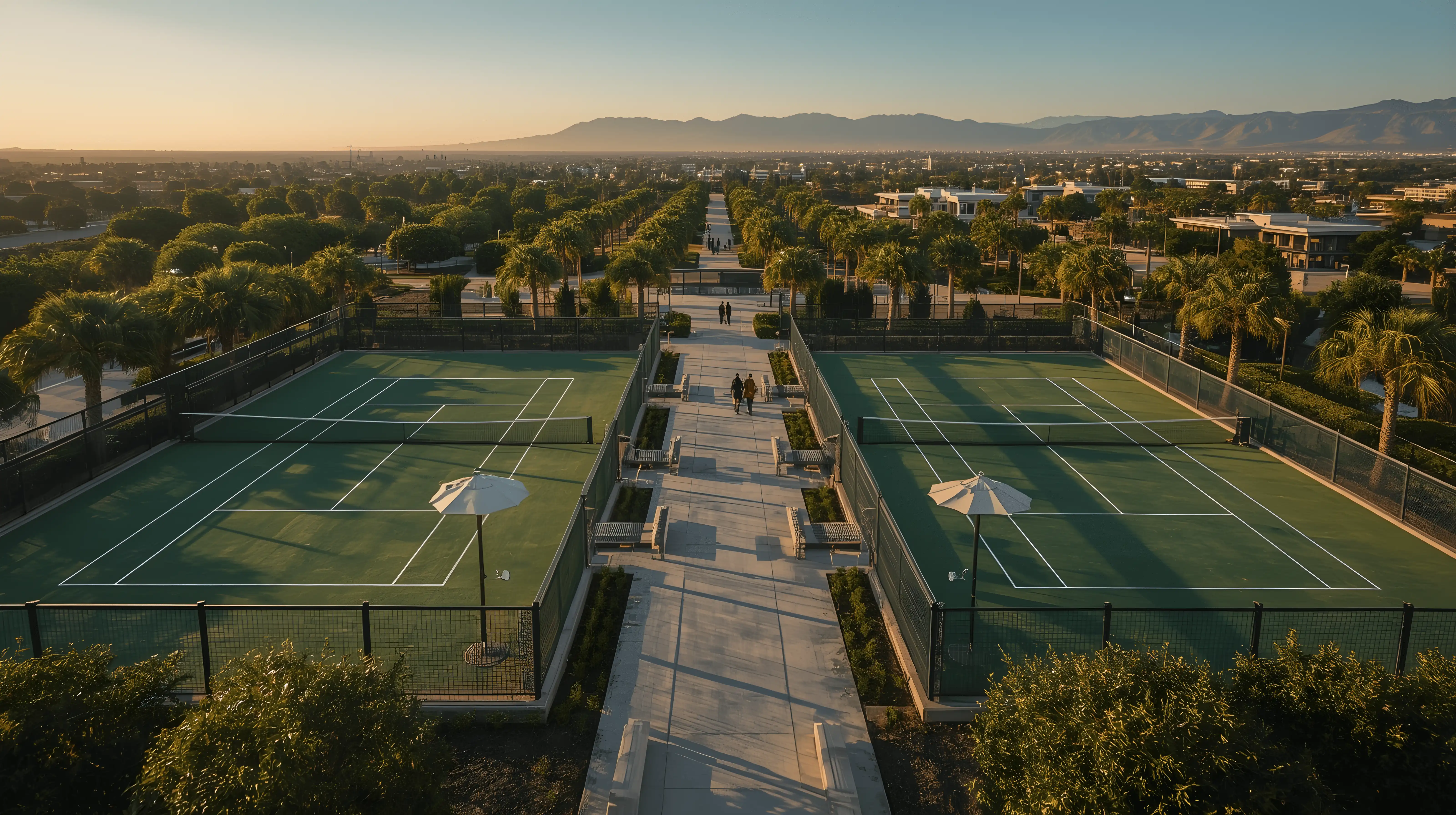 Vista aérea dos courts de ténis do Galileo Club
