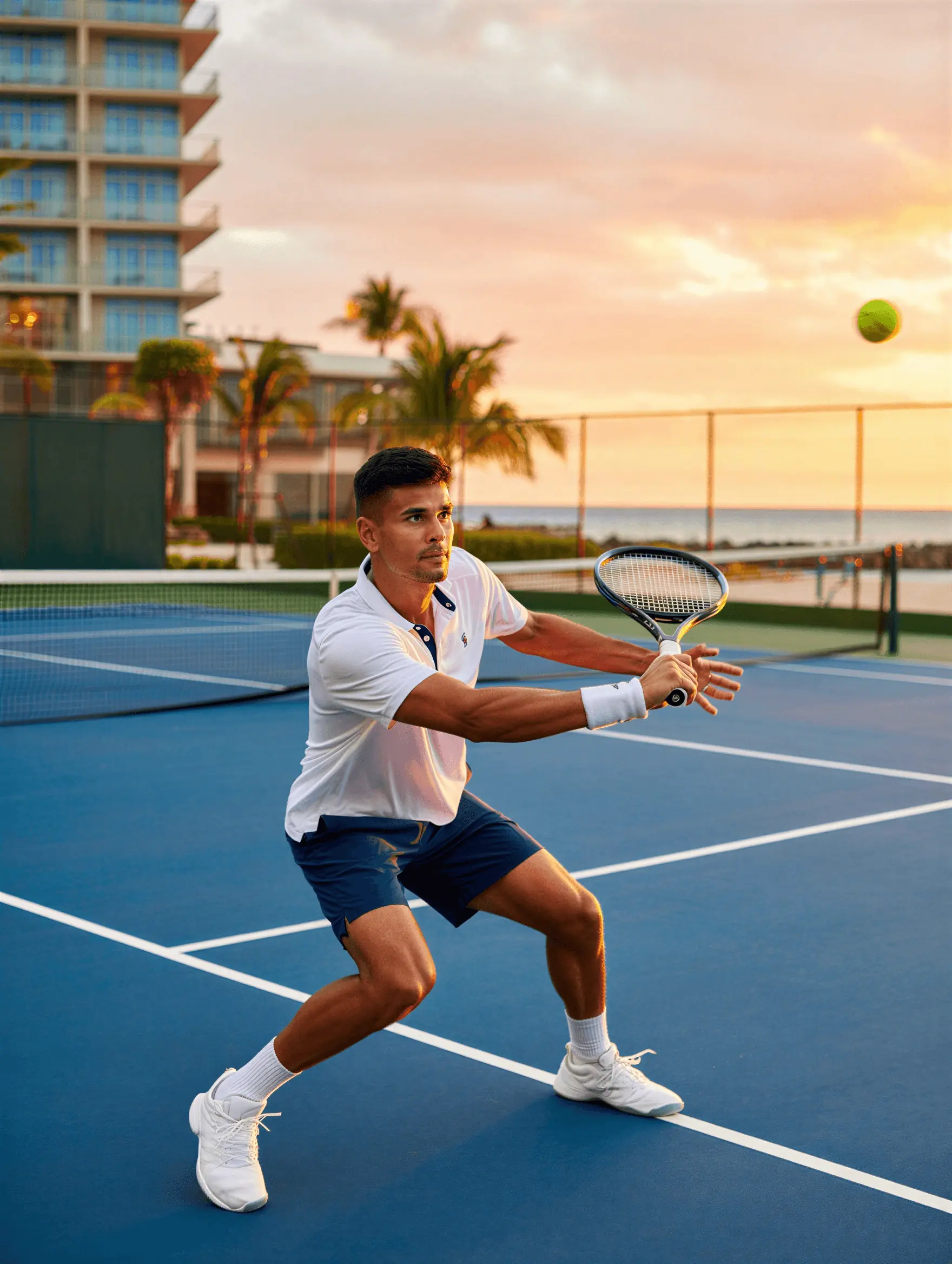 Jogador ao pôr do sol